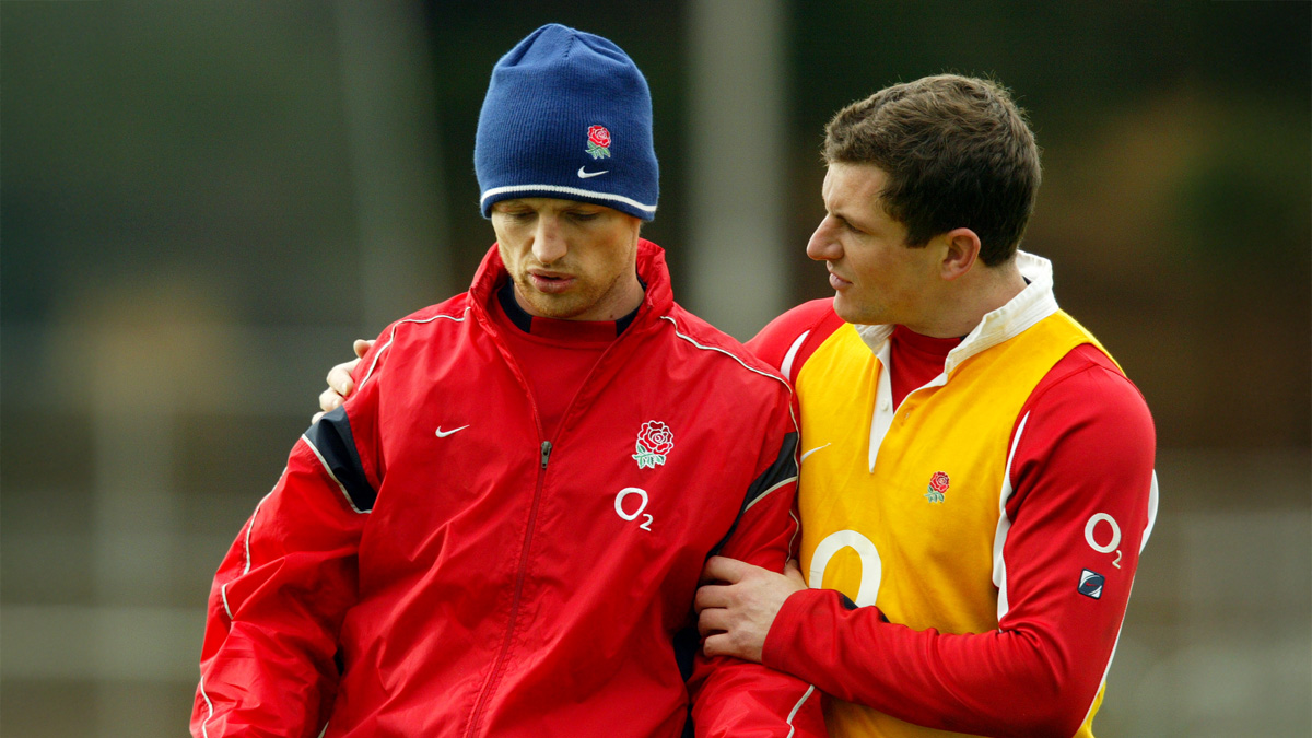 Matt Dawson with his close friend and teammate Paul Grayson in 2003